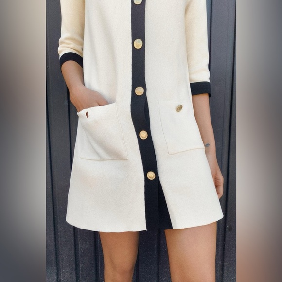 Zara Below The Elbow Sleeve Short Knit Dress Size M - Picture 4 of 9